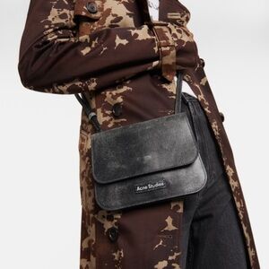 Acne Studios Platt Black Cracked Leather Crossbody Bag